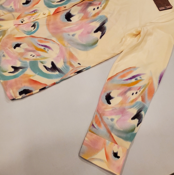 NWT$1,150 ETRO Silk Butterfly Wings Abstract Oversized Crepe Shirt Blouse 46, L - Picture 7 of 16